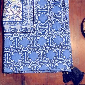 Stella & Dot Capri scarf - blue and lilac with tassels